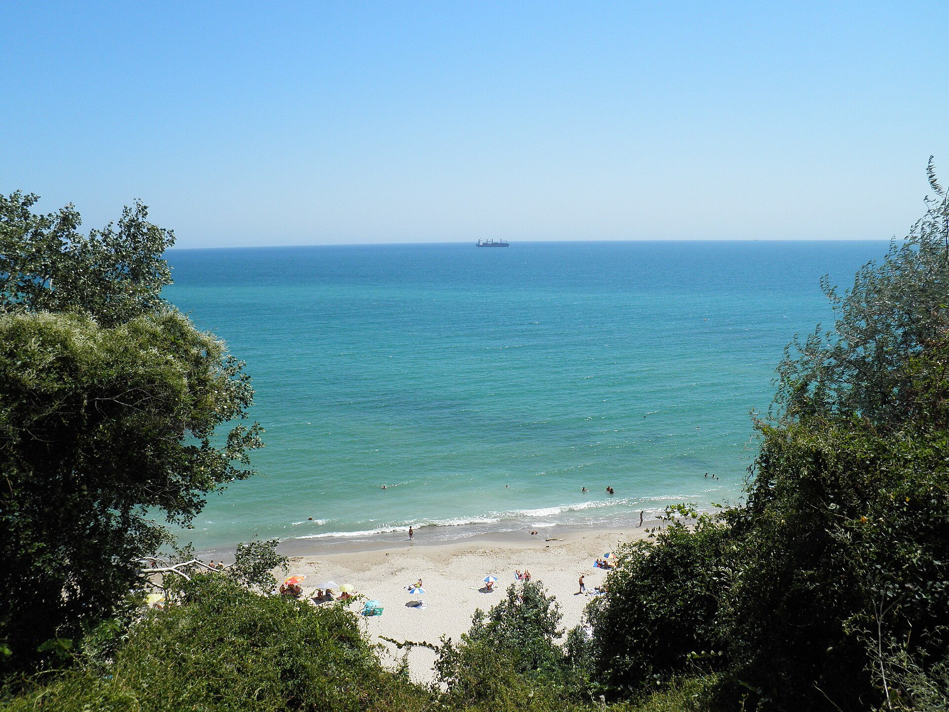A sandy cove and turquoise water on Bulgaria's Black Sea coast